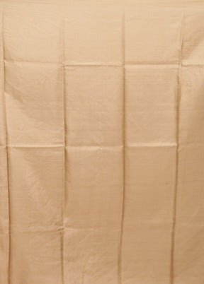 Cream Handloom Printed Pure Silk Saree Without Blouse Piece