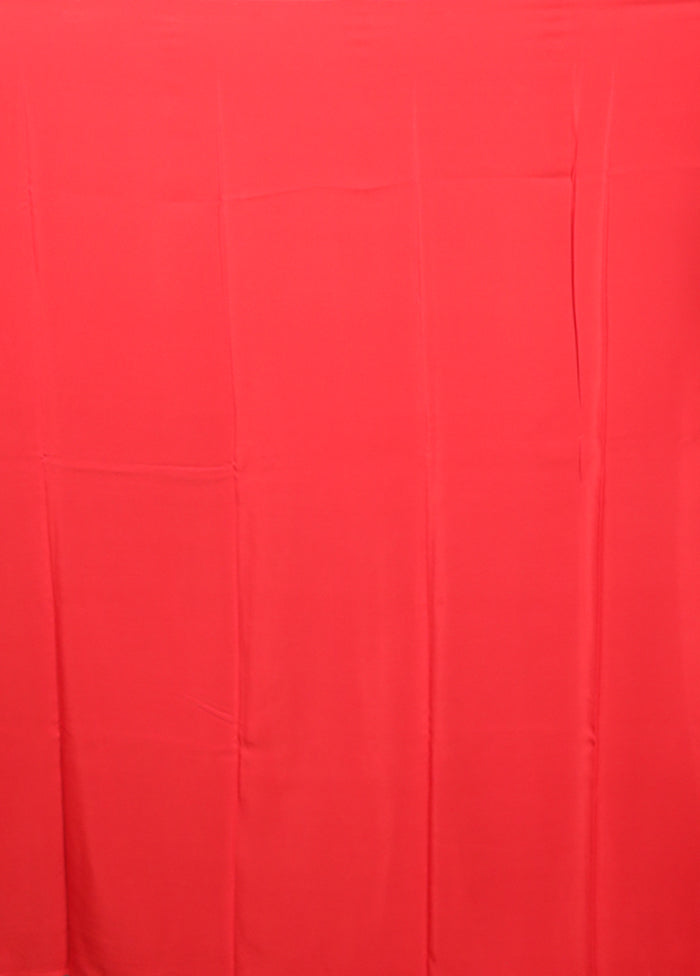 Red Handloom Chiffon Pure Silk Saree With Blouse Piece
