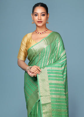 Green Dupion Silk Saree With Blouse Piece