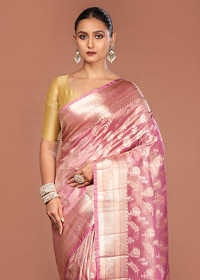 Pink Tissue Silk Saree With Blouse Piece