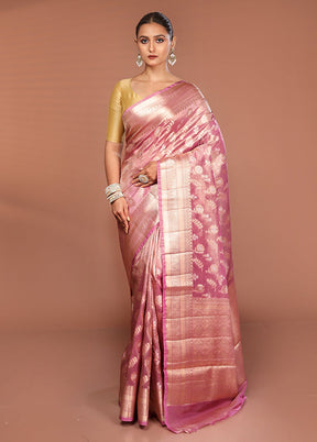Pink Tissue Silk Saree With Blouse Piece