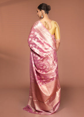 Pink Tissue Silk Saree With Blouse Piece