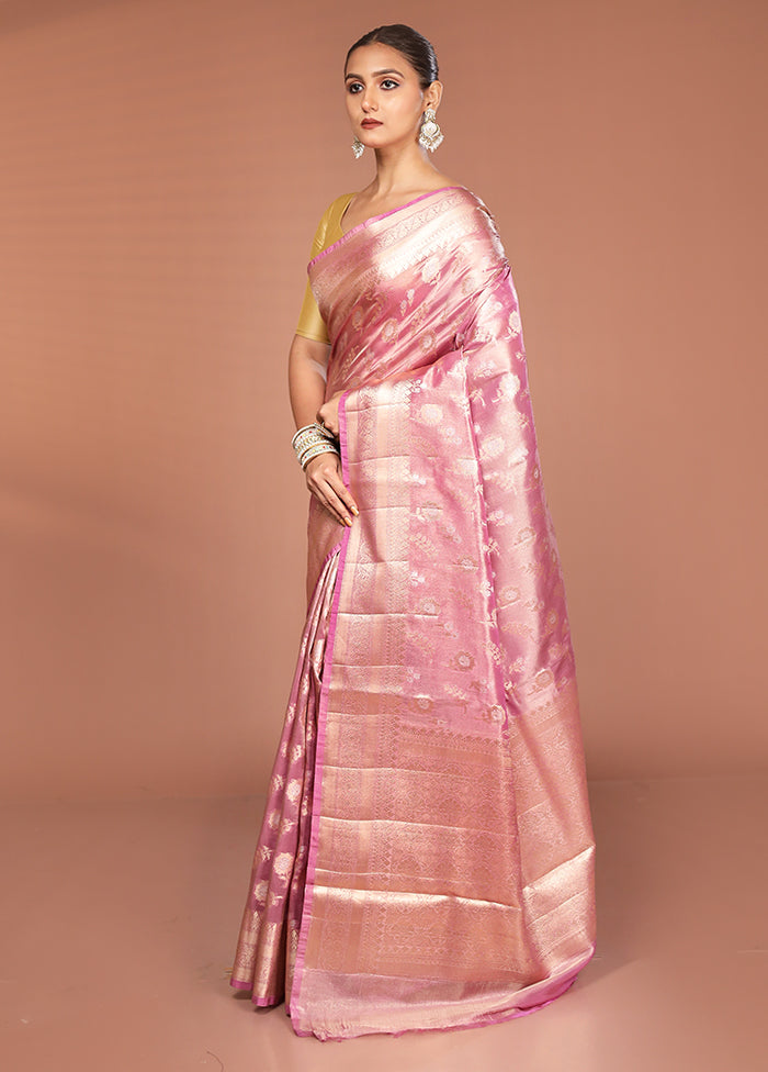 Pink Tissue Silk Saree With Blouse Piece