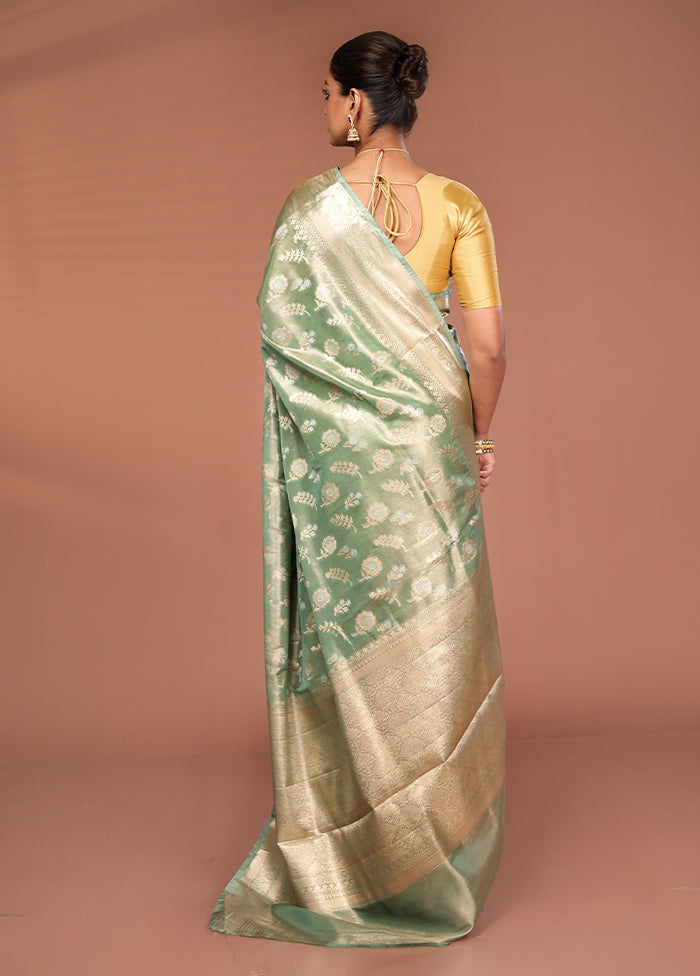 Green Tissue Silk Saree With Blouse Piece