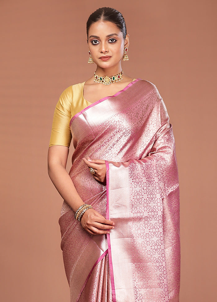 Pink Tissue Silk Saree With Blouse Piece