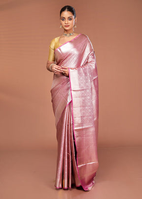 Pink Tissue Silk Saree With Blouse Piece