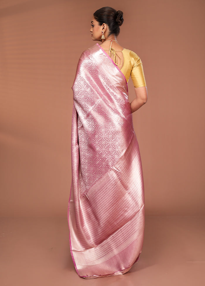 Pink Tissue Silk Saree With Blouse Piece