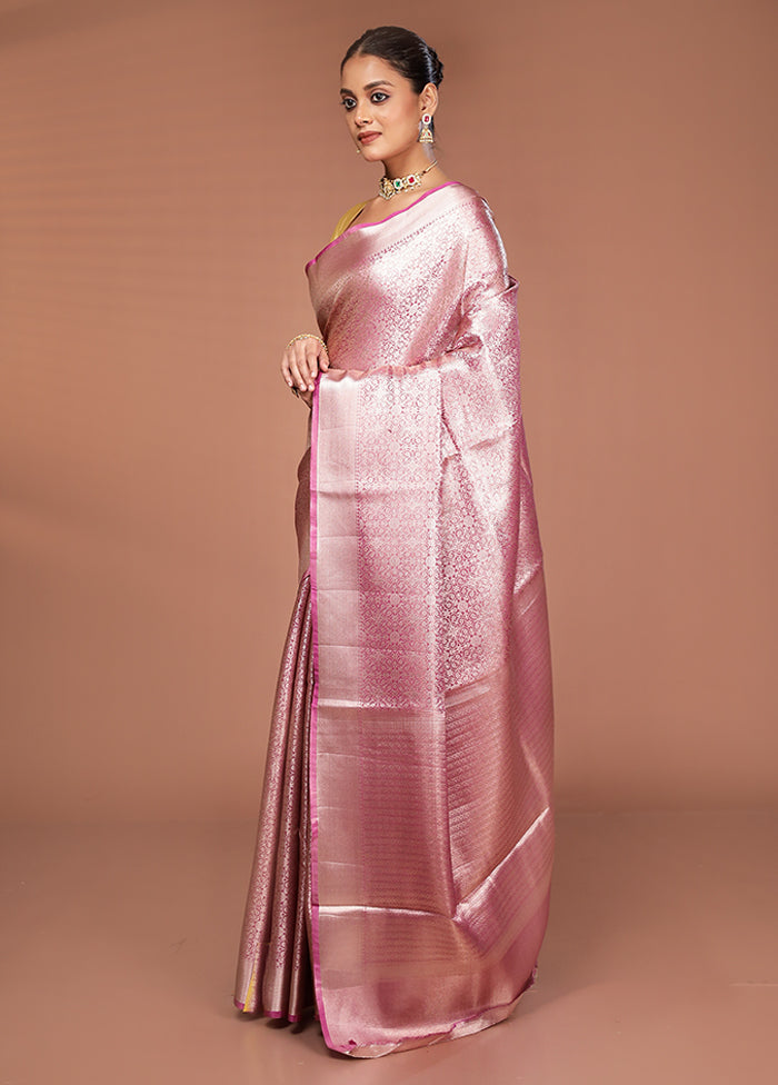 Pink Tissue Silk Saree With Blouse Piece
