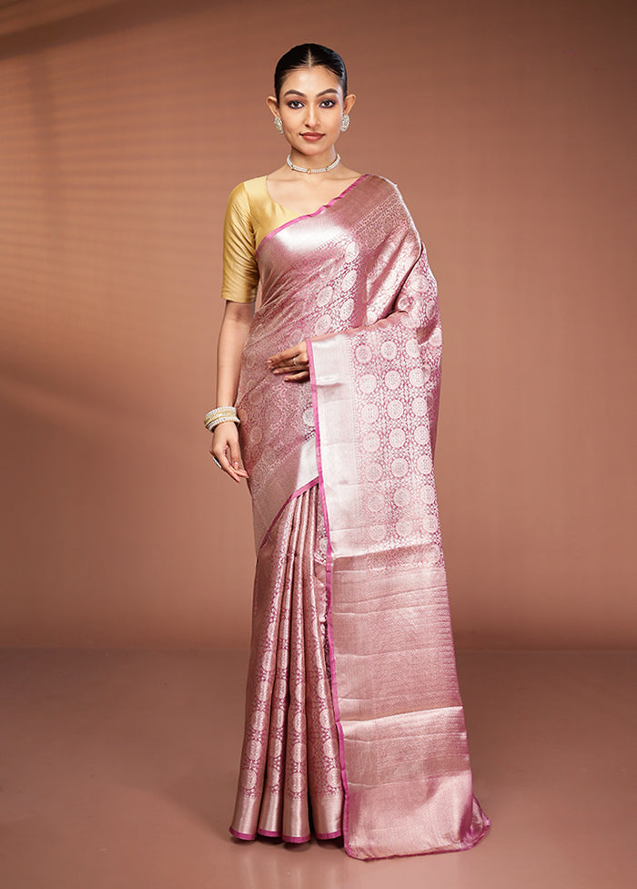Pink Tissue Silk Saree With Blouse Piece