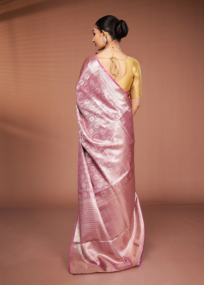 Pink Tissue Silk Saree With Blouse Piece