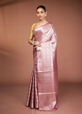 Pink Tissue Silk Saree With Blouse Piece