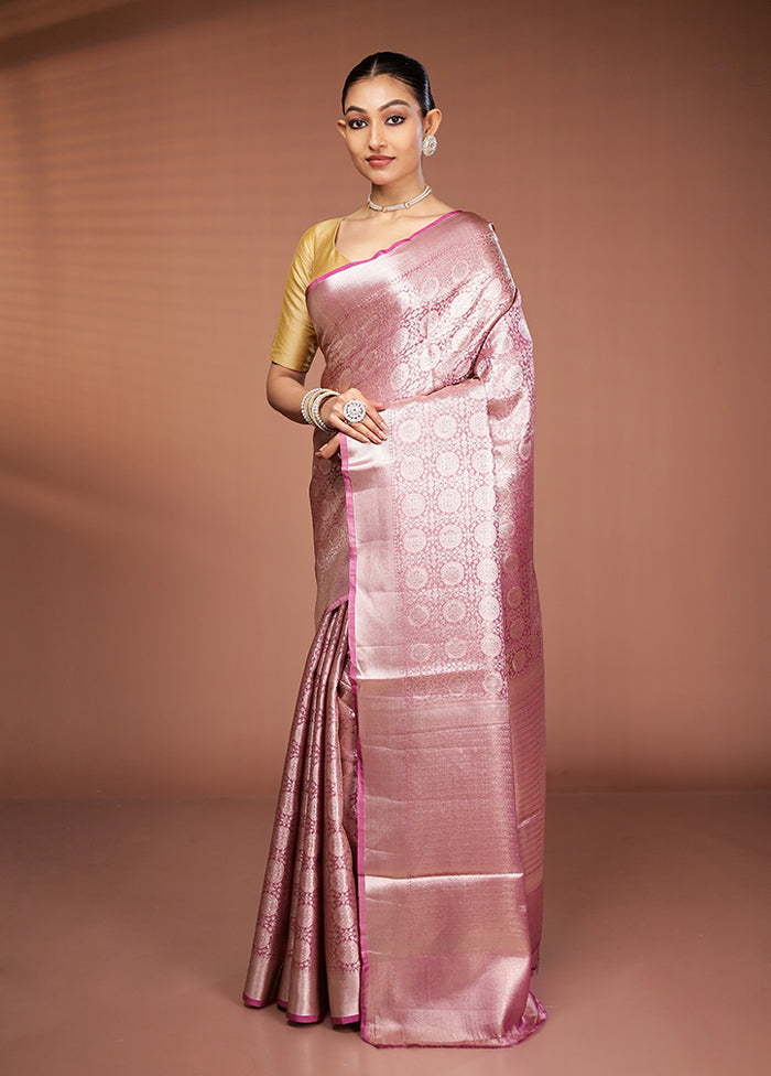 Pink Tissue Silk Saree With Blouse Piece
