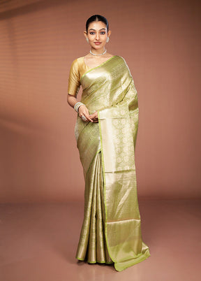 Green Tissue Silk Saree With Blouse Piece