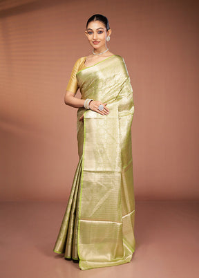 Green Tissue Silk Saree With Blouse Piece
