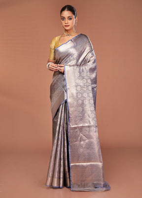 Grey Tissue Silk Saree With Blouse Piece