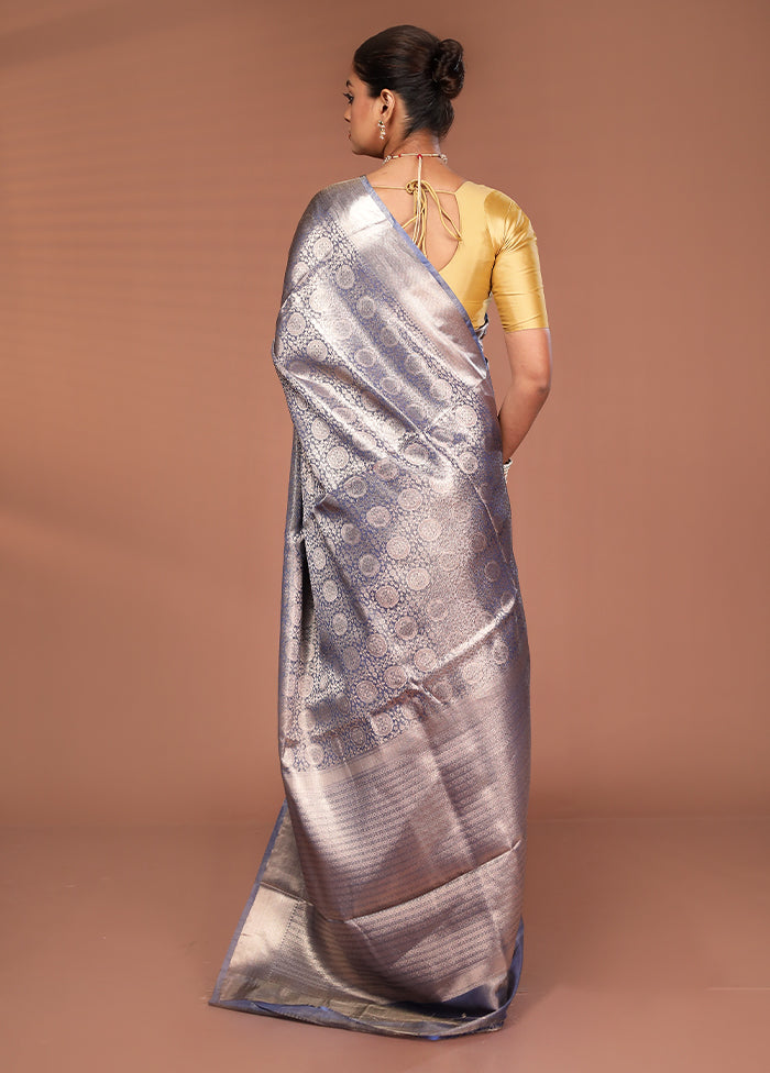 Grey Tissue Silk Saree With Blouse Piece