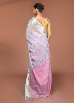 Blue Cotton Saree With Blouse Piece