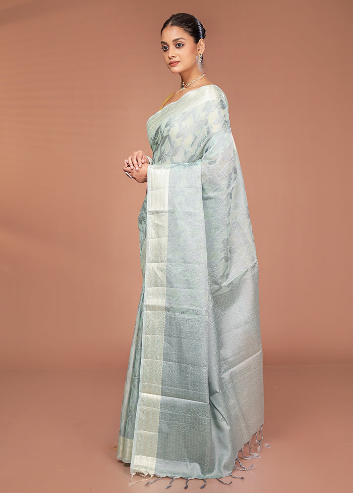 Green Cotton Saree With Blouse Piece