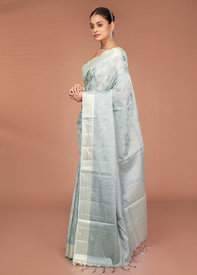 Green Cotton Saree With Blouse Piece