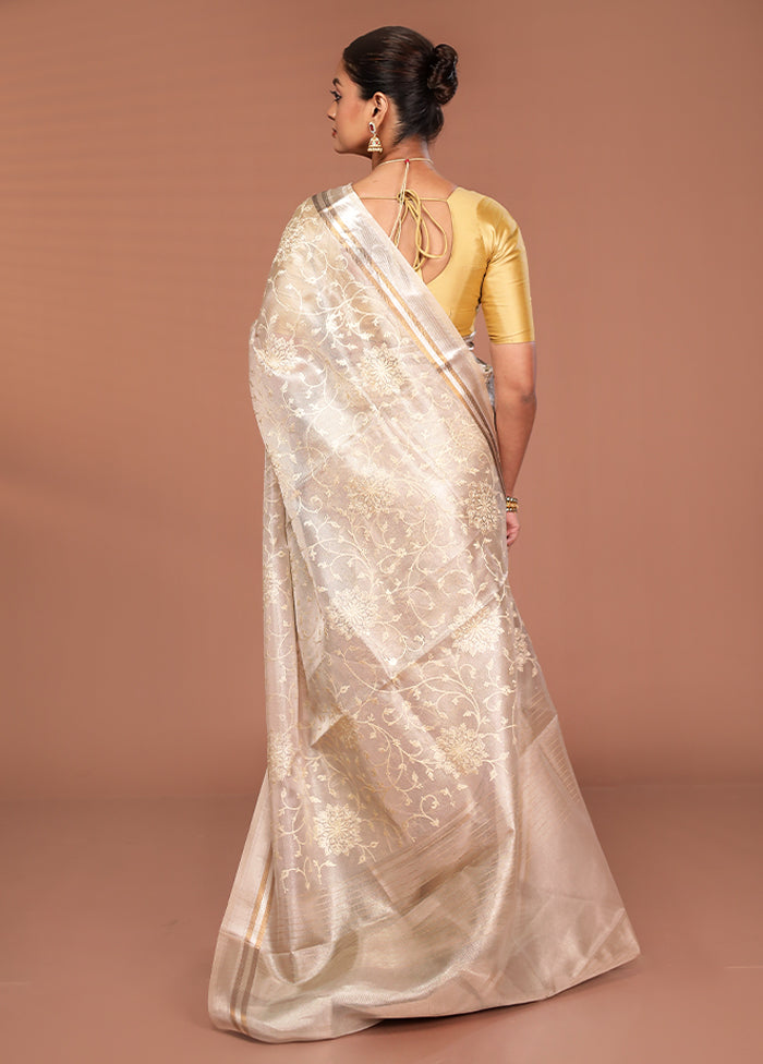 Cream Cotton Saree With Blouse Piece