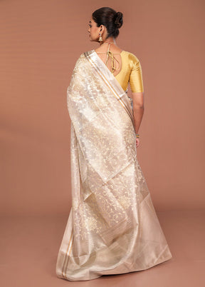 Cream Cotton Saree With Blouse Piece