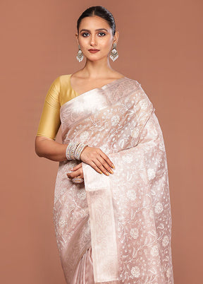 Cream Cotton Saree With Blouse Piece