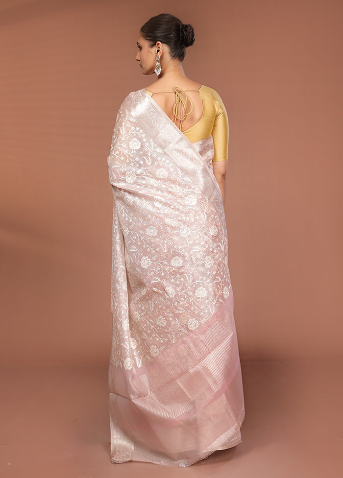 Cream Cotton Saree With Blouse Piece