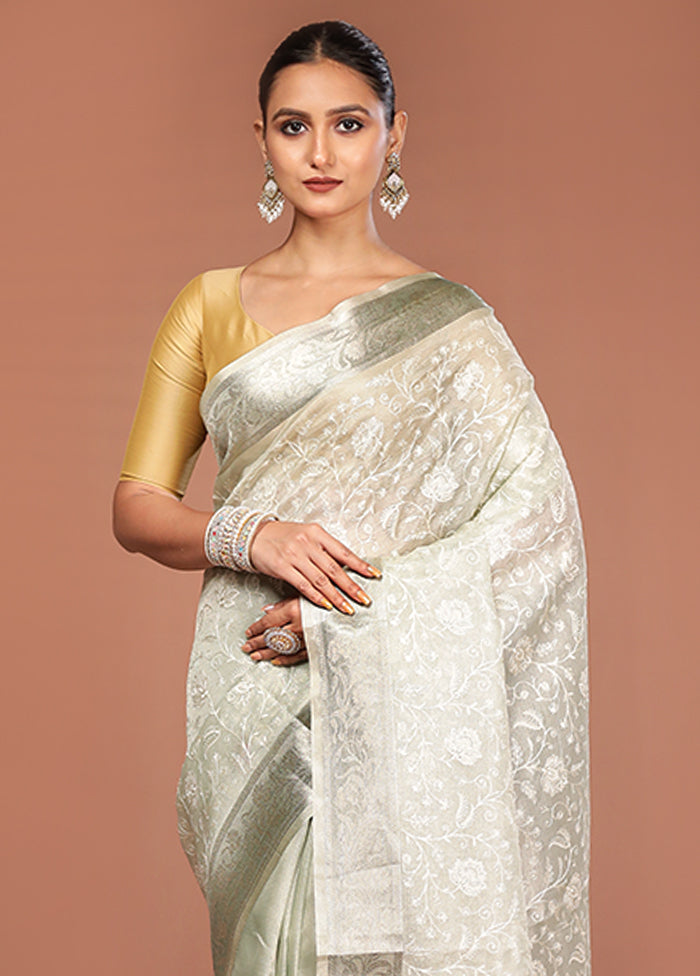 Cream Cotton Saree With Blouse Piece
