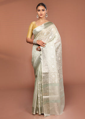 Cream Cotton Saree With Blouse Piece