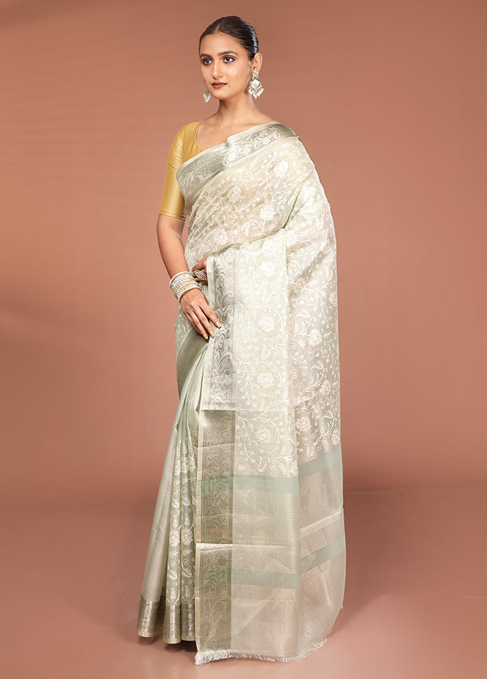 Cream Cotton Saree With Blouse Piece