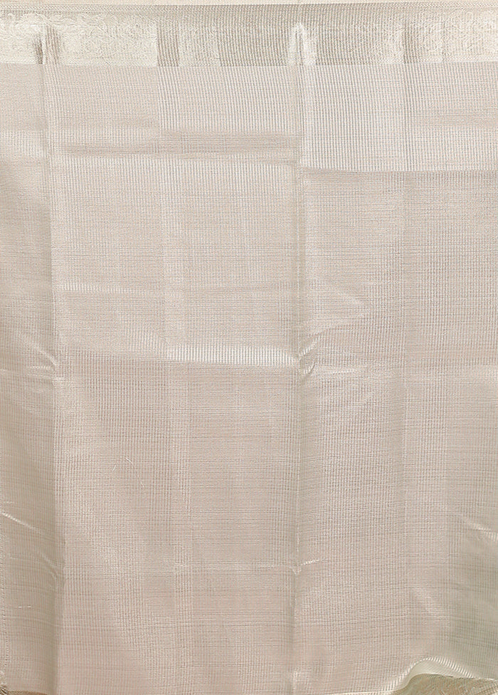 Cream Cotton Saree With Blouse Piece