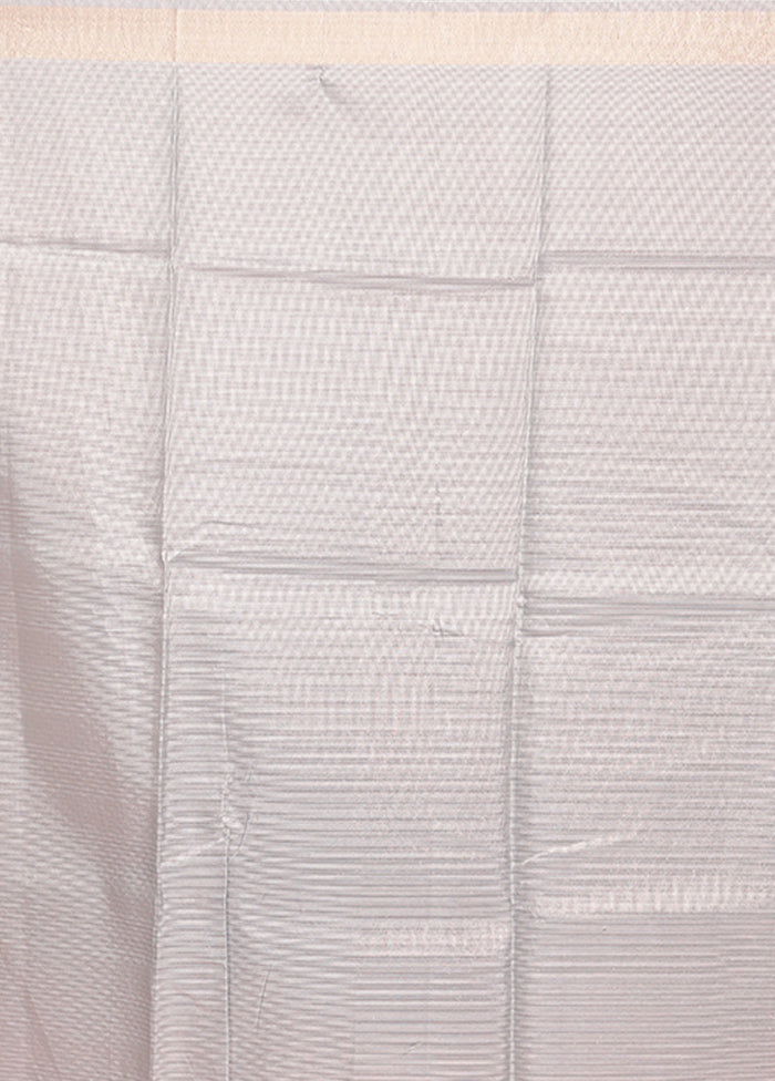 Grey Cotton Saree With Blouse Piece