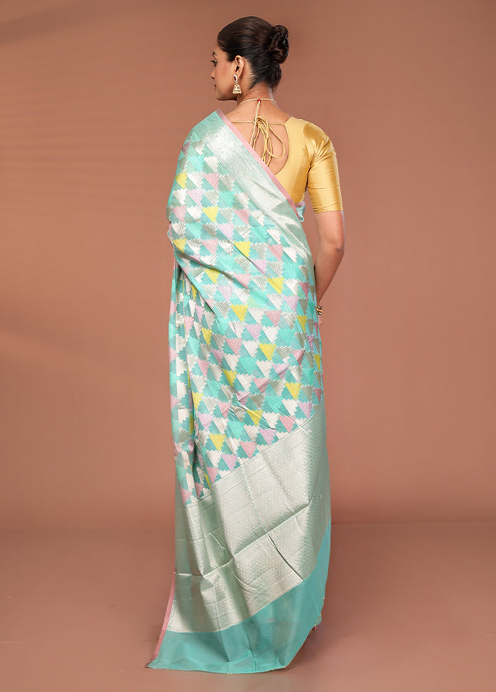 Blue Kora Silk Saree With Blouse Piece