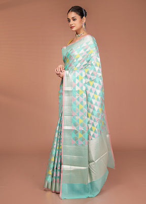 Blue Kora Silk Saree With Blouse Piece
