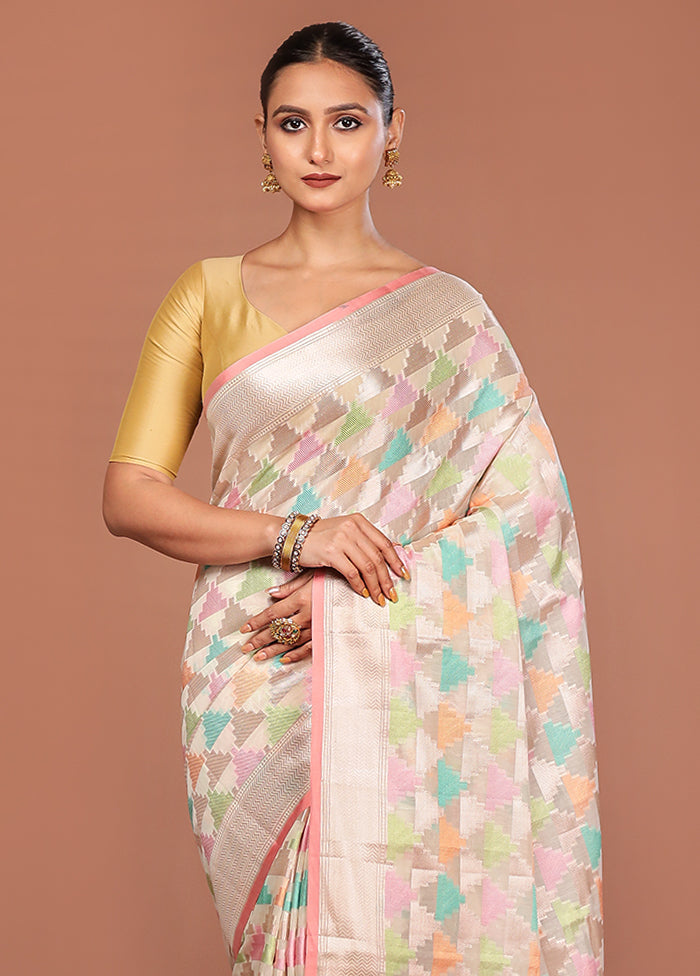 Pink Kora Silk Saree With Blouse Piece