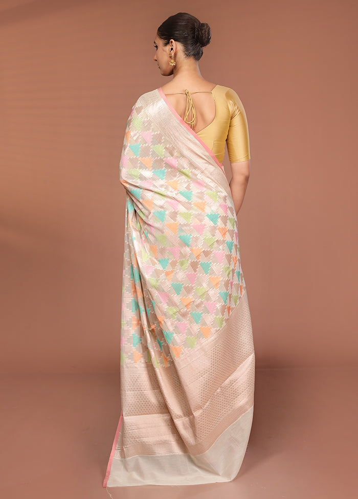 Pink Kora Silk Saree With Blouse Piece