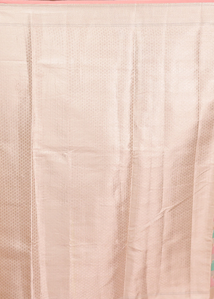 Pink Kora Silk Saree With Blouse Piece