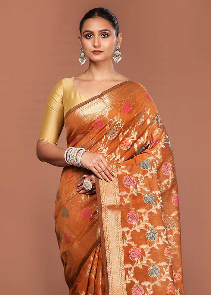 Maroon Kora Silk Saree With Blouse Piece