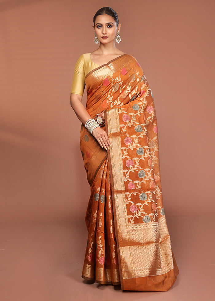Maroon Kora Silk Saree With Blouse Piece