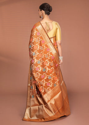 Maroon Kora Silk Saree With Blouse Piece