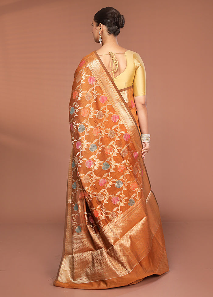 Maroon Kora Silk Saree With Blouse Piece