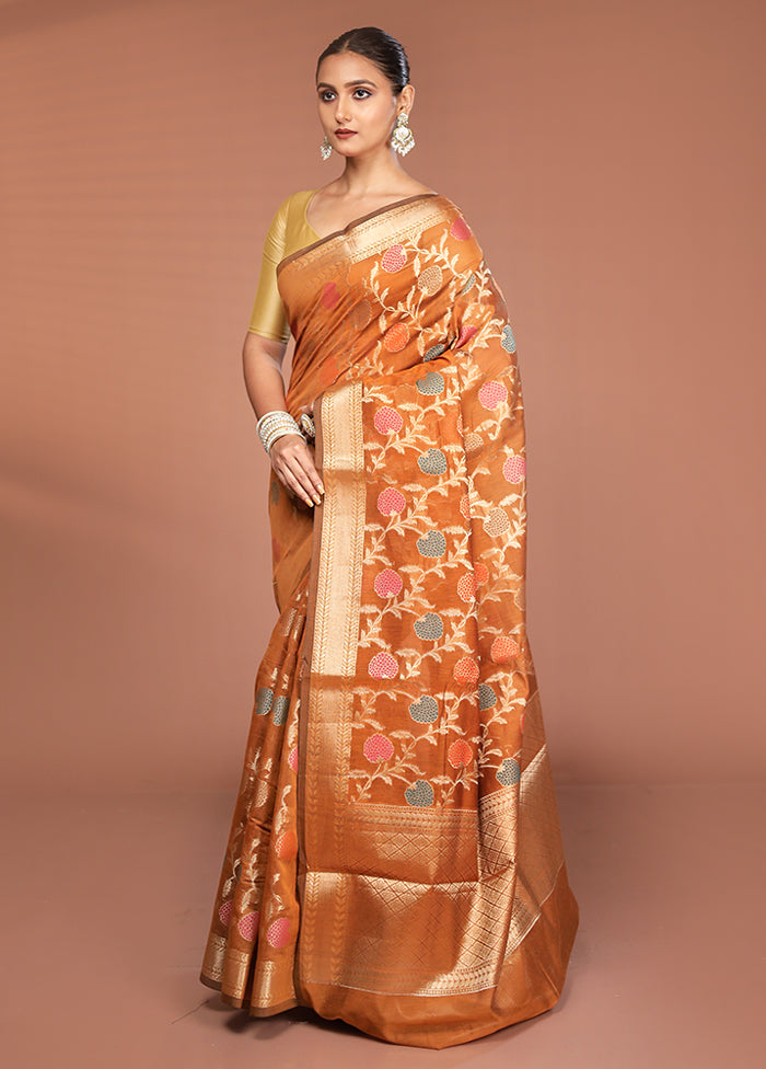 Maroon Kora Silk Saree With Blouse Piece