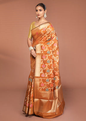 Maroon Kora Silk Saree With Blouse Piece
