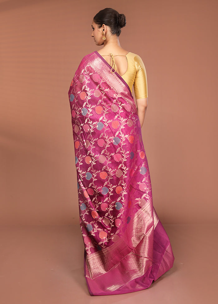 Pink Kora Silk Saree With Blouse Piece