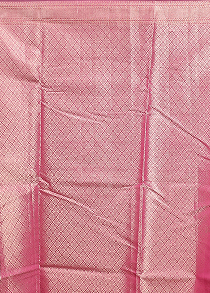 Pink Kora Silk Saree With Blouse Piece