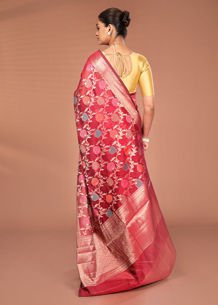Red Kora Silk Saree With Blouse Piece