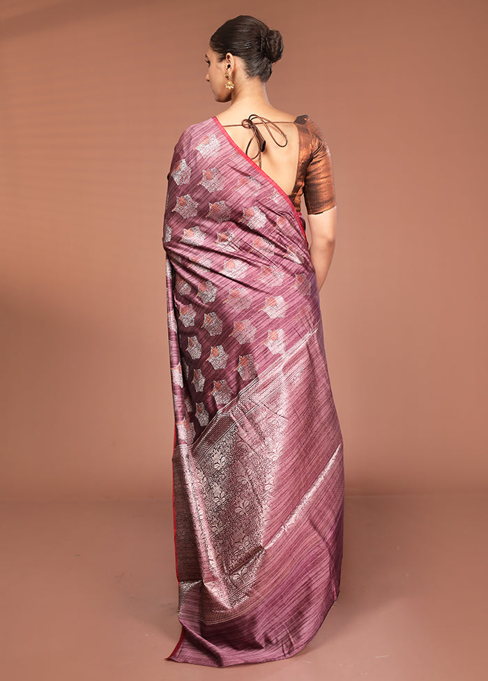 Purple Kora Silk Saree With Blouse Piece