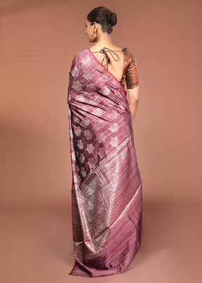 Purple Kora Silk Saree With Blouse Piece
