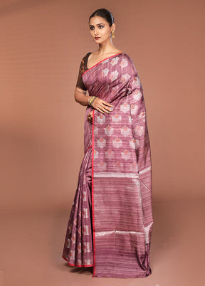Purple Kora Silk Saree With Blouse Piece