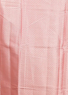 Peach Kora Silk Saree With Blouse Piece